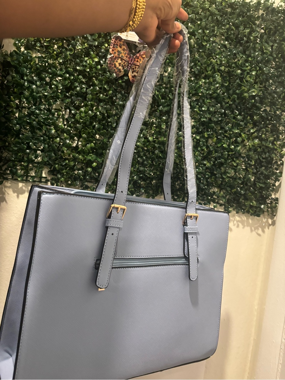 Everyday Light Blue Tote with Double Shoulder Straps